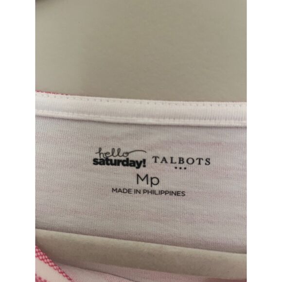 Talbots 3/4 Sleeve Pink Stripe Lightweight Tunic - Picture 3 of 5